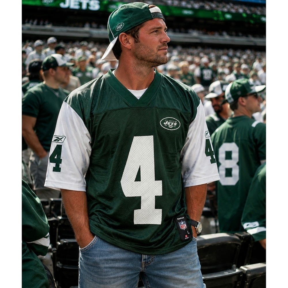 Brett Favre #4 New York Jets Reebok NFL Jersey Mens L Green 2008 Football